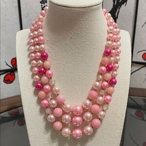 Pink Multi-Strand Beaded Necklace